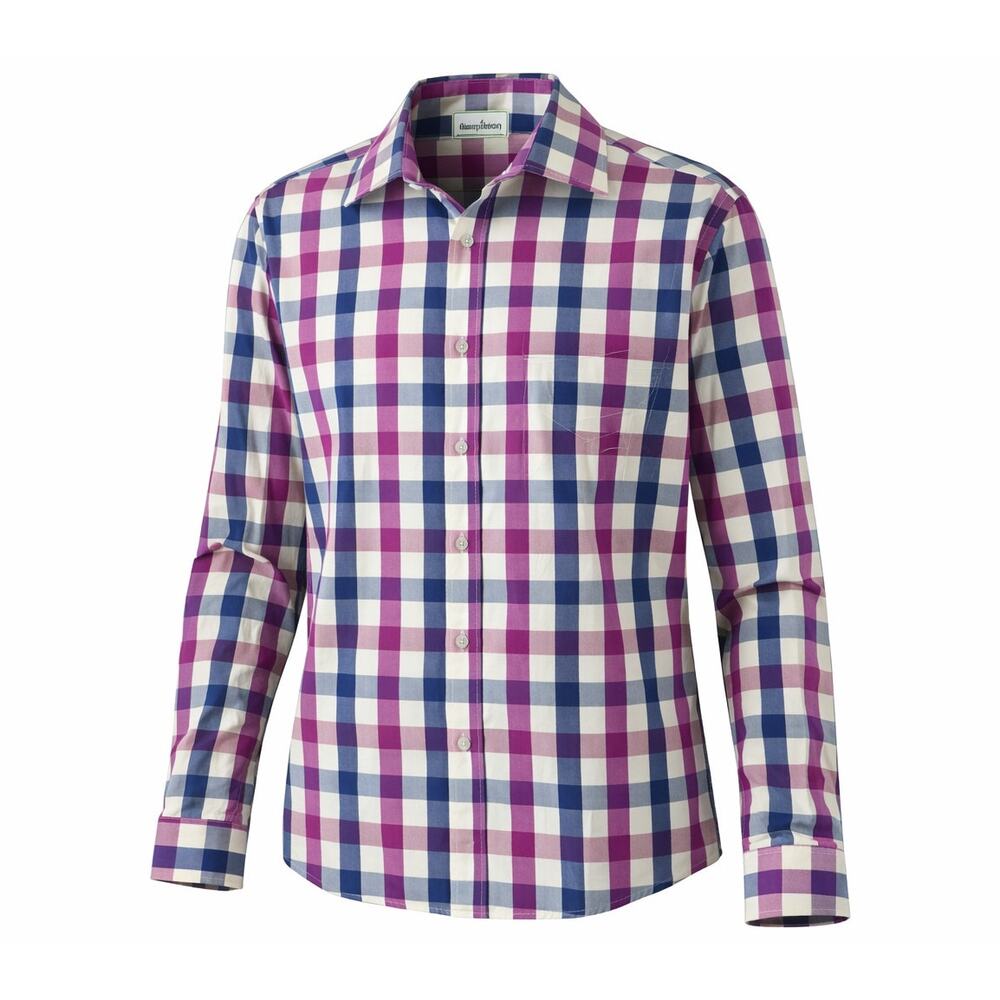 Southern Pines Plaid Button Down Shirt Men’s L‎ Purple Blue Long Sleeve